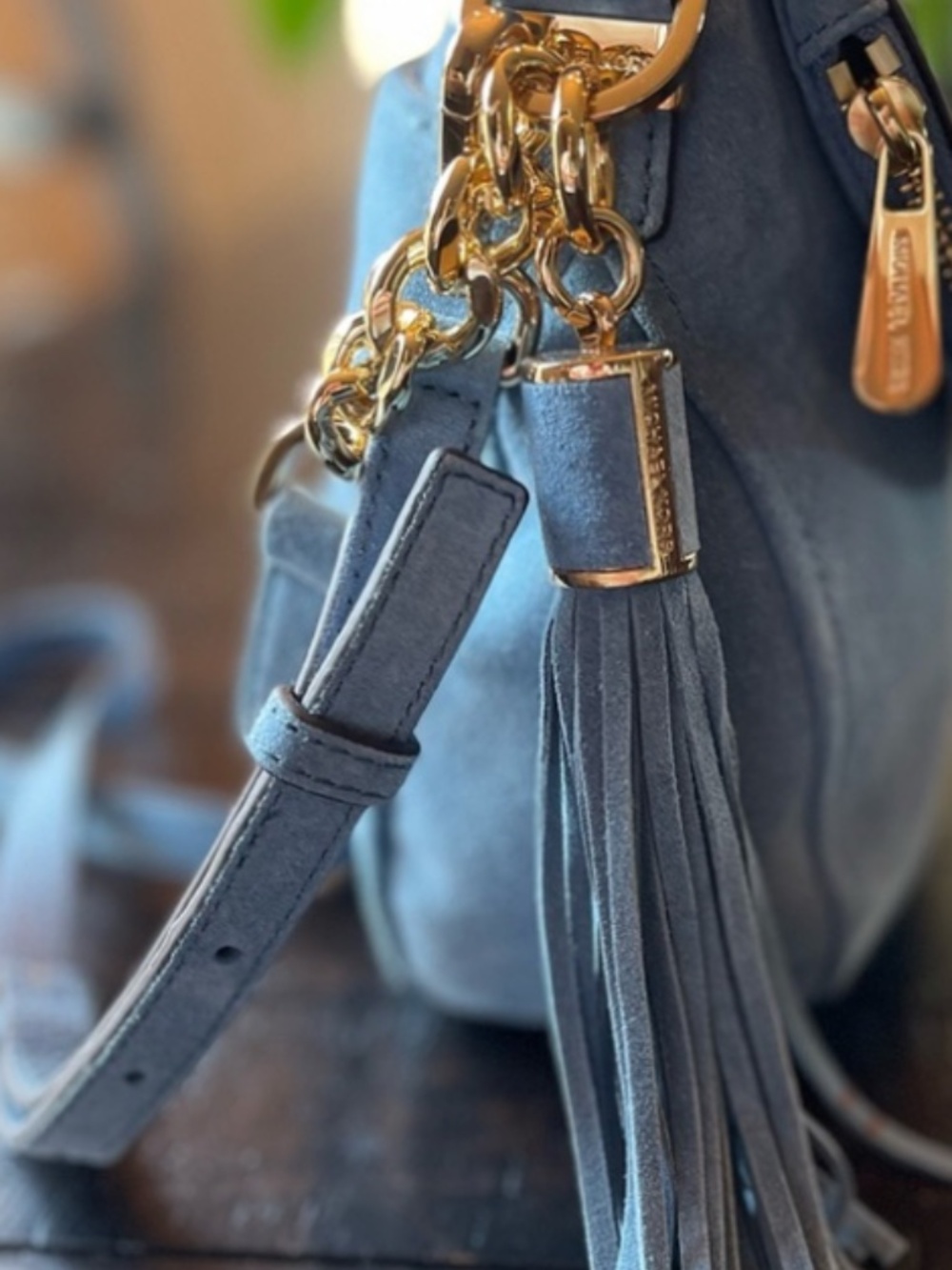 Michael Kors Bedford Bag in Baby Blue Suede NWT - Picture 7 of 10
